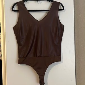 Faux leather bodysuit